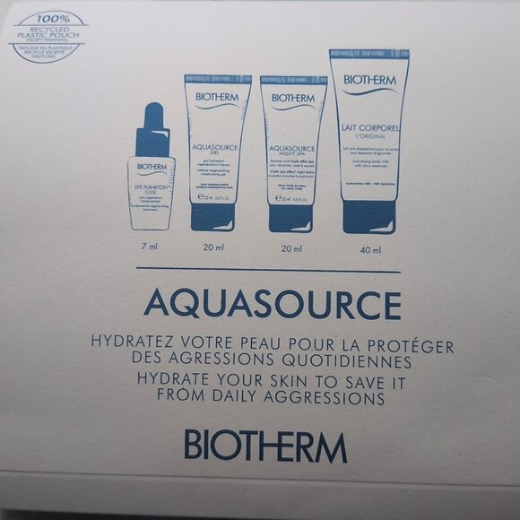 Biotherm Aquasource 4 Piece Gift Set NEW Life Plankton Elixir Gel Night Spa - Picture 6 of 7